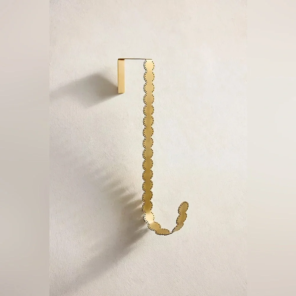 New Terrain x Anthropologie Home Decor Gold Scalloped Lace Wreath Hanger Hook
